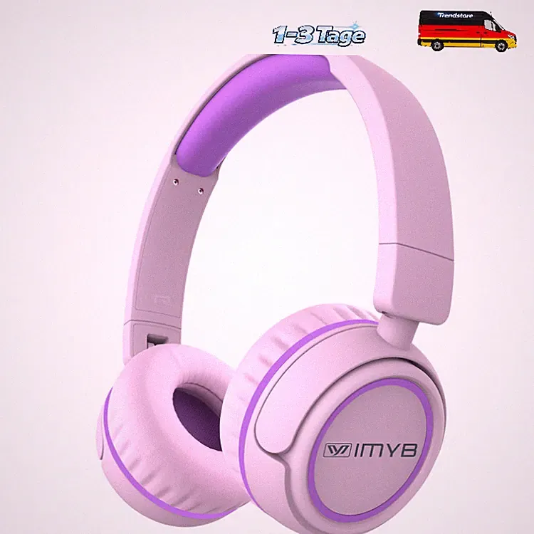 Kinderkopfhörer Faltbar 3,5 mm Kabel Stereo Sound Schule Tablet PC Rosa