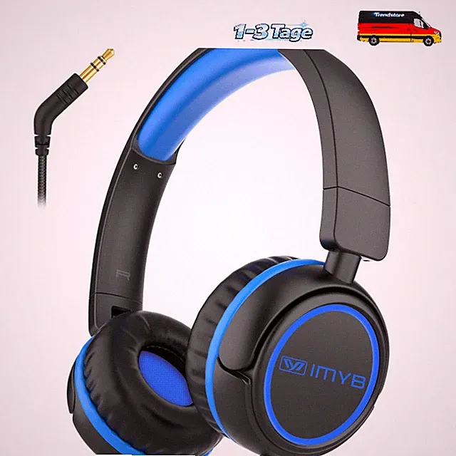 Kinderkopfhörer Faltbar 3,5 mm Kabel Stereo Sound Schule Tablet PC Schwarz