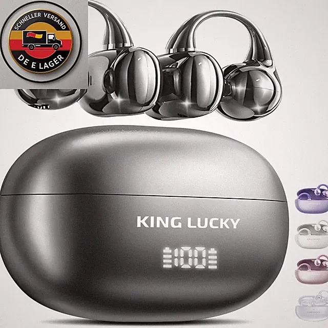 King Lucky Clip-On-Ohrhörer Bluetooth 6.0 50h Akku ENC