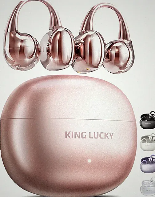 King Lucky Open-Ear-Kopfhörer Kabellos Bluetooth 6.0–Clip-On-Ohrhörer mit Mik