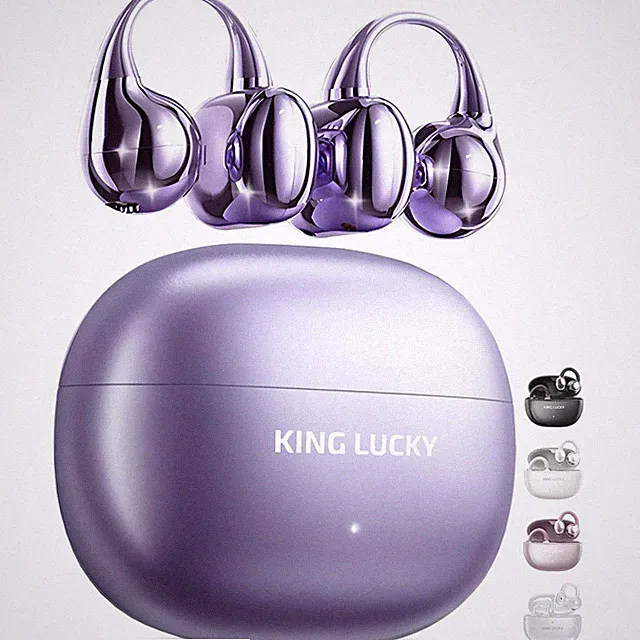 Kinglucky Bluetooth Kopfhörer i121 Clip-On 50h Spielzeit ENC Ohraufliegend Lila