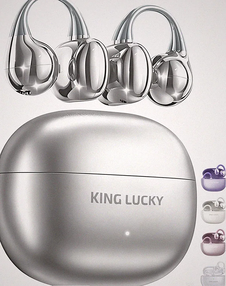 Kinglucky Open-Ear-Kopfhörer Kabellos Bluetooth 6.0–Clip-On-Ohrhörer mit Mik