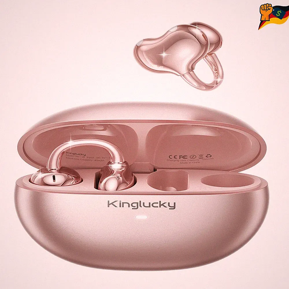 Kinglucky Open-Ear Kopfhörer Rosa 40Std Akkulaufzeit Bluetooth 6 Outdoor Sport