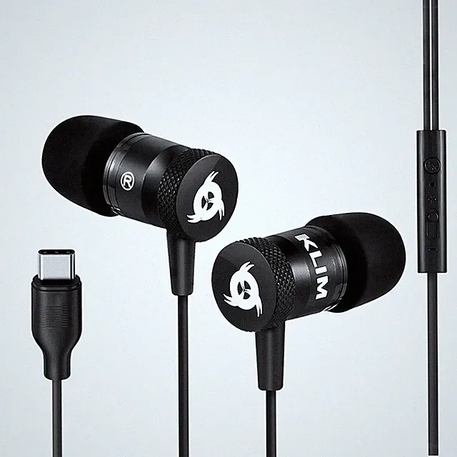 KLIM Fusion In Ear Kopfhoerer USB C schwarz Memory Foam Ohrhoerer kabelgebunden