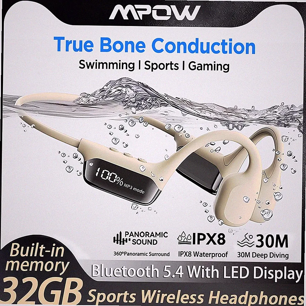 Knochenschall Kopfhörer Bluetooth 32GB MP3 Modus Wasserdicht Schwimmkopfhörer