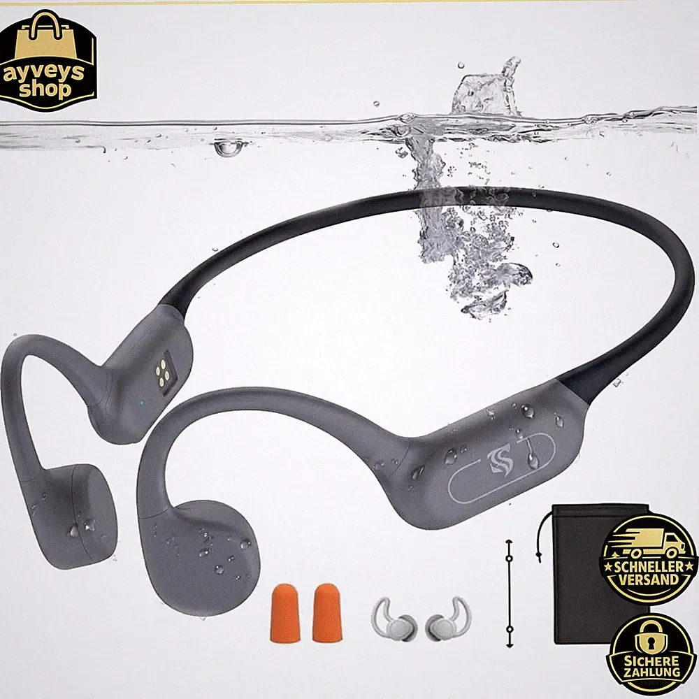Knochenschall Kopfhörer Bluetooth 5.4 Grau für Schwimmen Sport Wasser