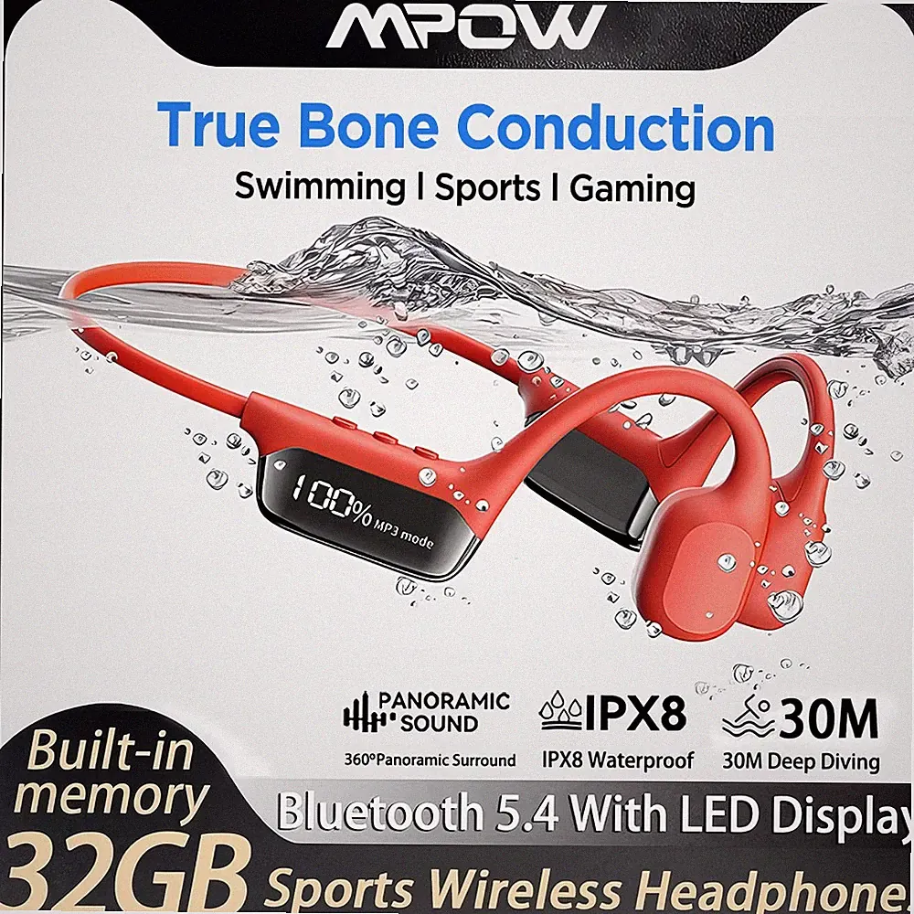 Knochenschall Kopfhörer IPX8 Wasserdicht MP3 Sportkopfhörer Bluetooth Headphone