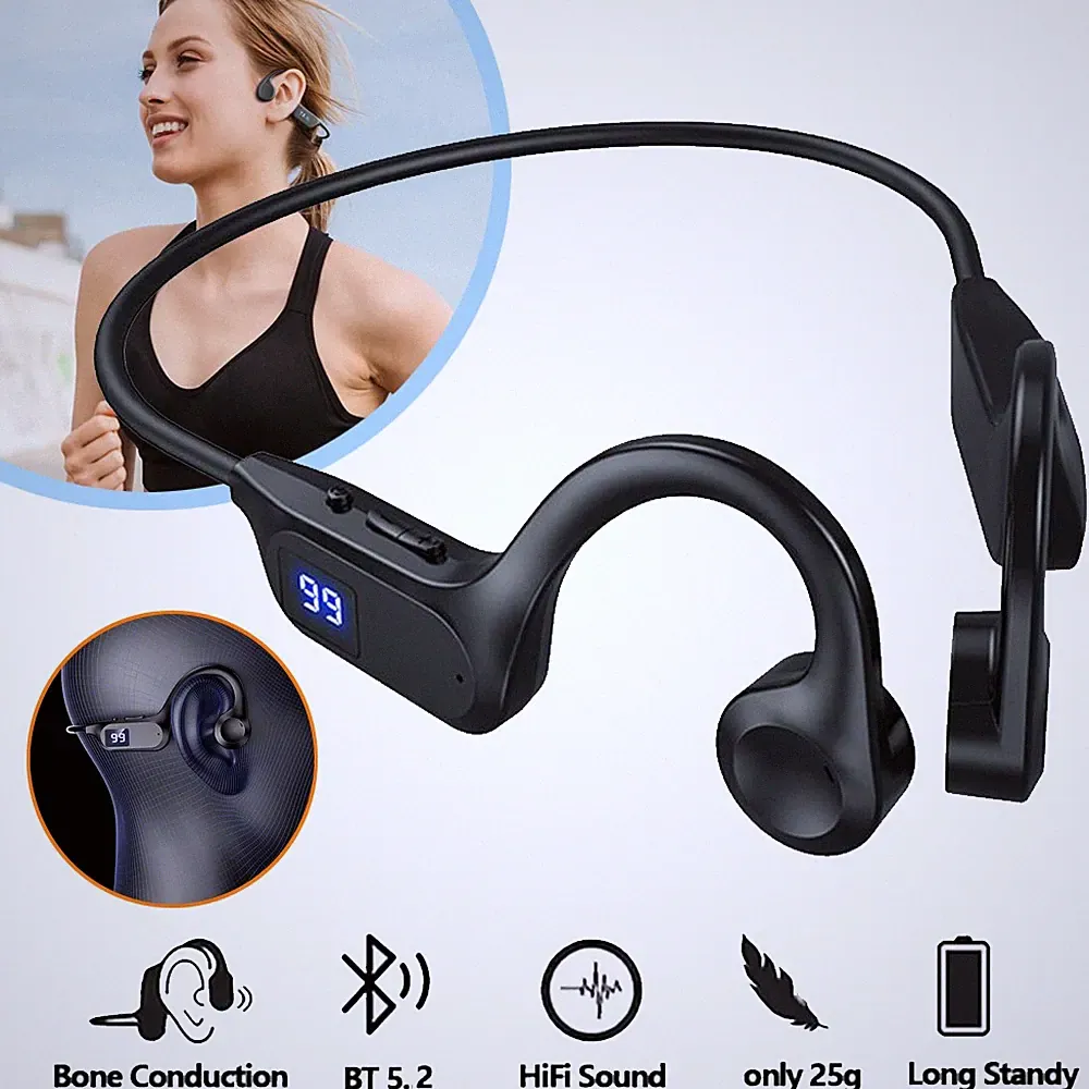 Knochenschall Kopfhörer mit Mikrofon Bluetooth 5.2 Kopfhörer für Laufen Sport