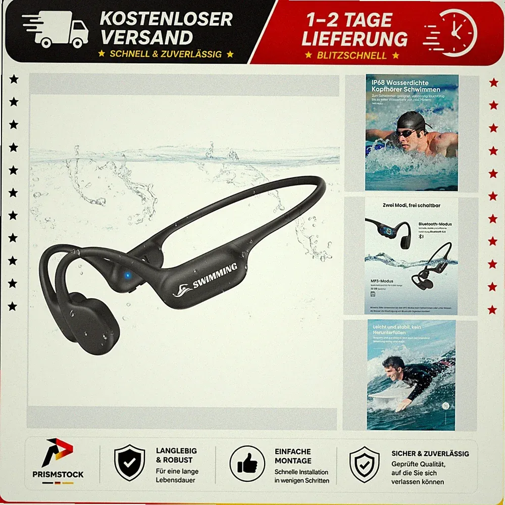 Knochenschall Kopfhörer Schwimmen IP68 Bluetooth 5.4 MP3 32GB Guudsoud