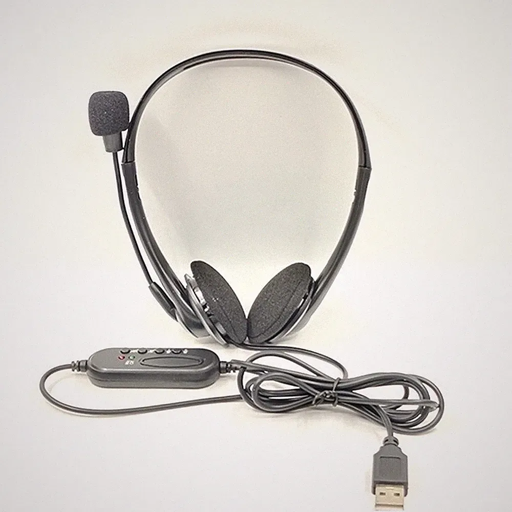 Kompakte ABS Over-Ear USB Kopfhörer optimiert für Laptop Desktop Audioeingang