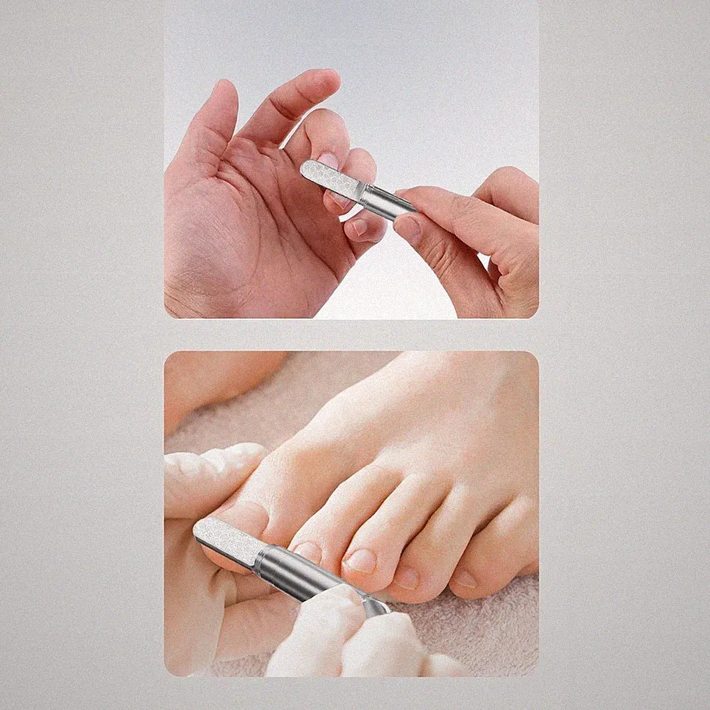 Kompakte Zinklegierung Reinigungsbürste mit Edelstahl Nagelfeile für Reisen