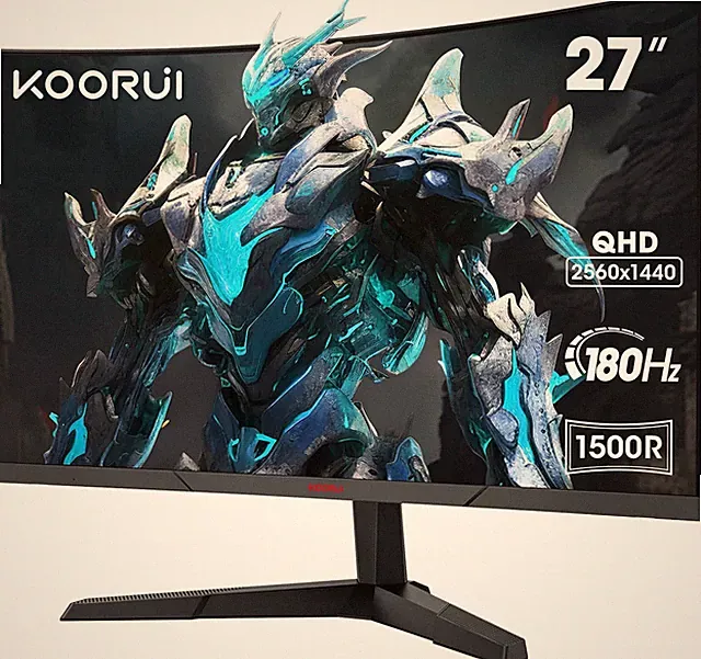 KOORUI Gaming Monitor 27 Zoll, 1500R Fläche Bildschirm 2560X1440 (QHD), 180HZ 1M