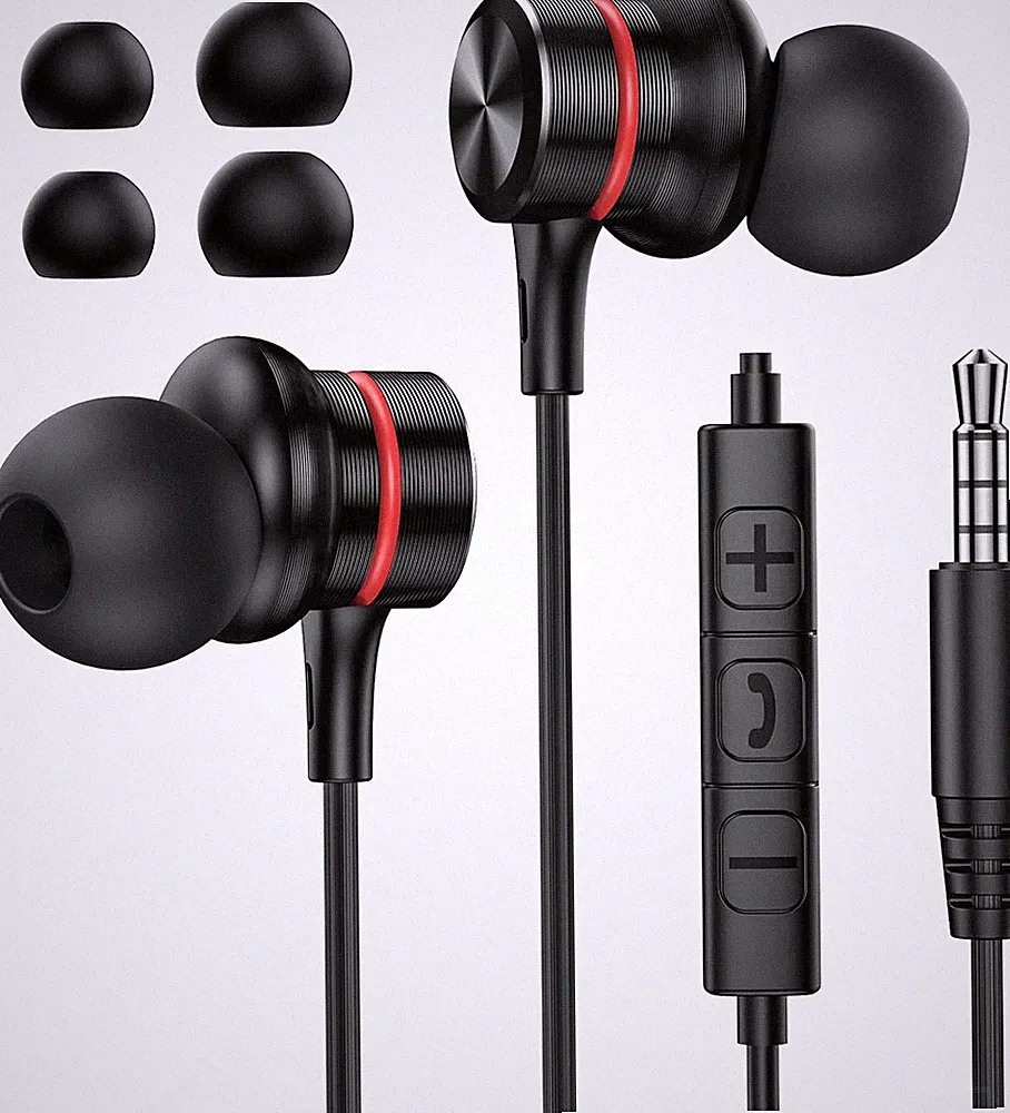 Kopfhörer 3,5mm In-Ear Schwarz mit Mikrofon Geräuschunterdrückung