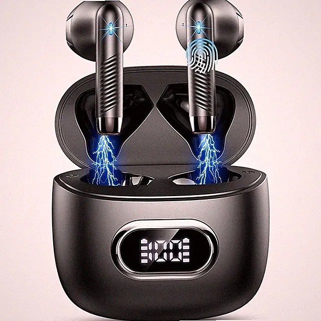Kopfhörer, 5,3 in ear Bluethooth Kopfhörer mit LED Anzeige, Noise Cancelling