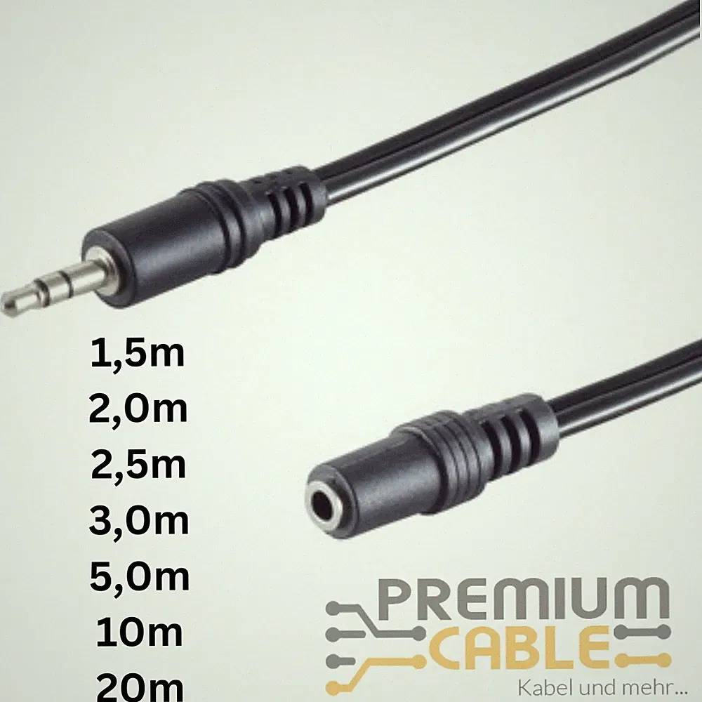 Kopfhörer Audio AUX Stereo Verlängerung Klinke Kabel 3,5mm 1,5m bis 5m 10m 20m