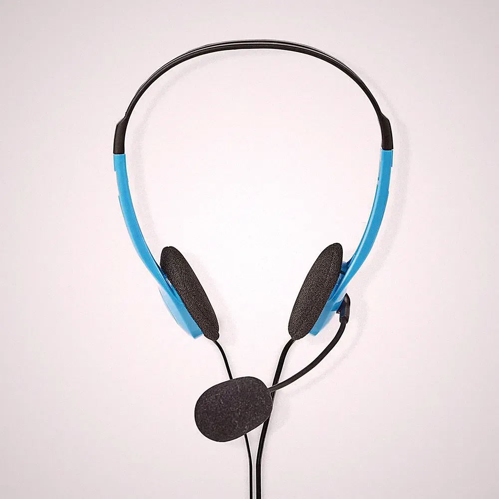 Kopfhörer blau Stereo Headset für PC Computer Musik Chat Spiele VoIP Konsole