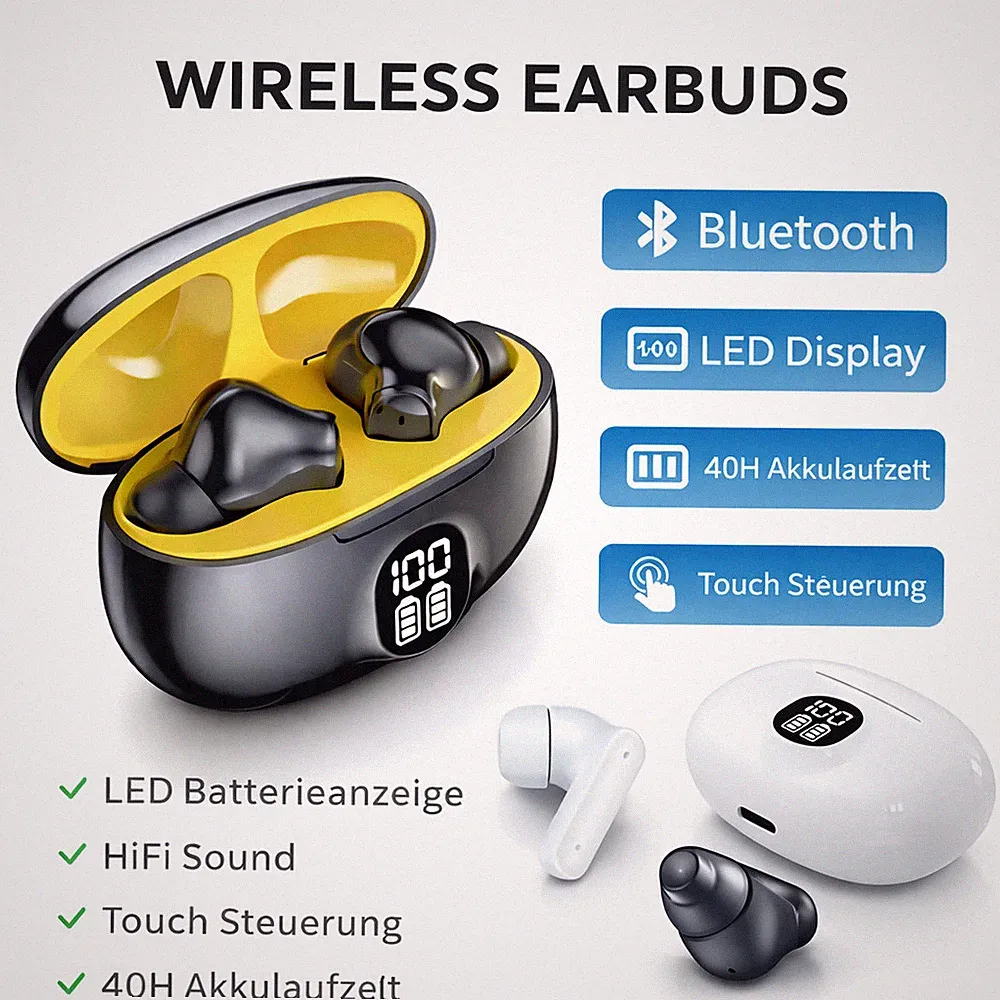 Kopfhörer Bluetooth 5.1 Touch Control In-Ear Ohrhörer Wireless Headset