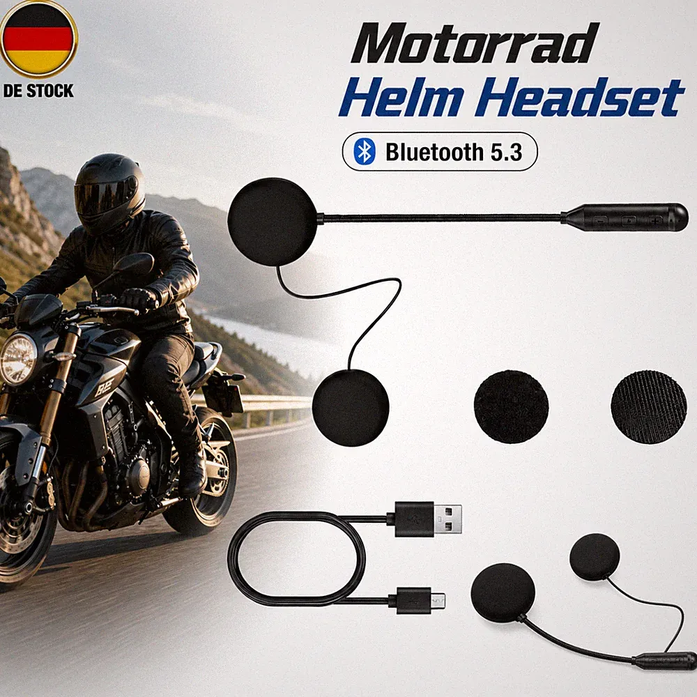 Kopfhörer Bluetooth 5.3 Motorrad Helm Headset Mikrofon Geräuschunterdrückung