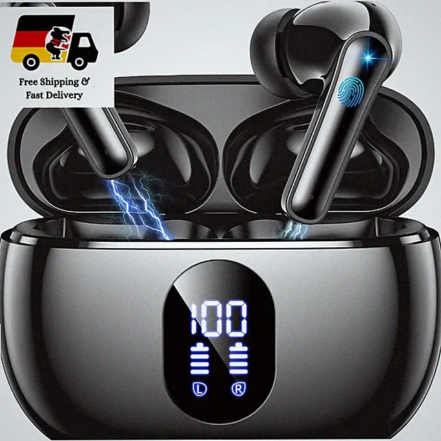 Kopfhörer Bluetooth 5.4 In Ear Wasserdicht 48 Std Spielzeit LED Anze