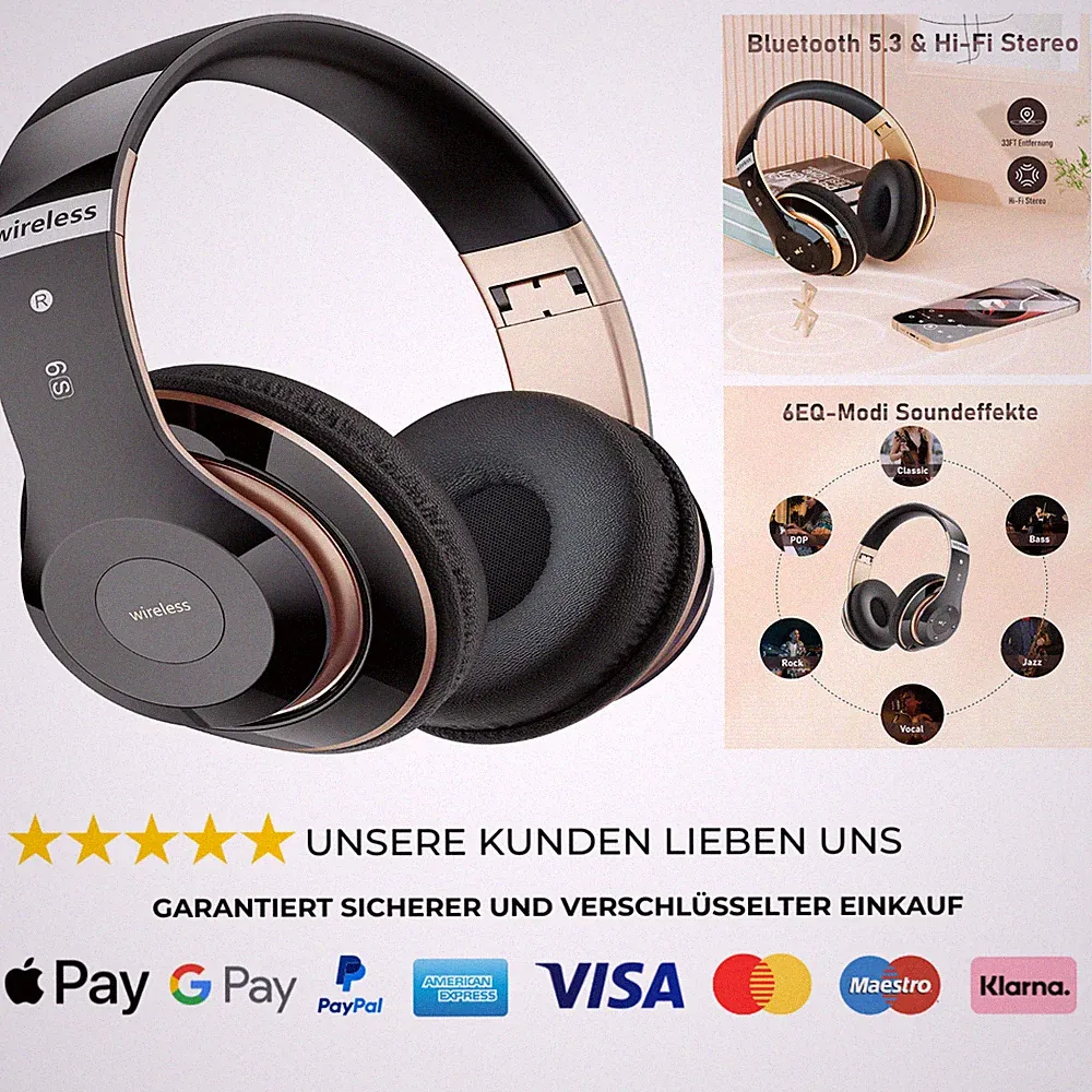 Kopfhörer Bluetooth Over Ear 6 Modi 65 Std Ladezeit