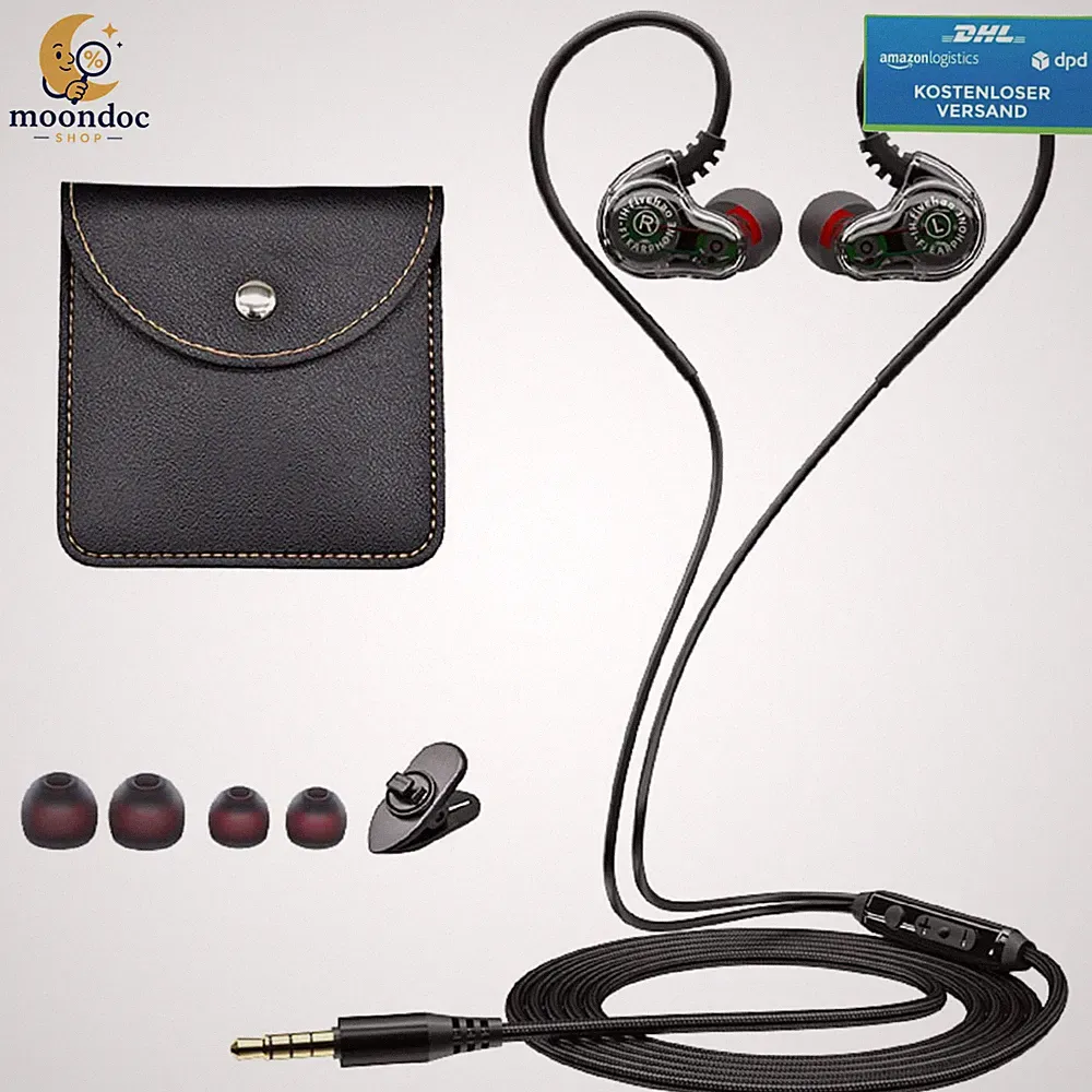 Kopfhörer Dual-Treiber Kabel 3,5mm Klinke Ohrhörer mit Bügel für Musikliebhaber
