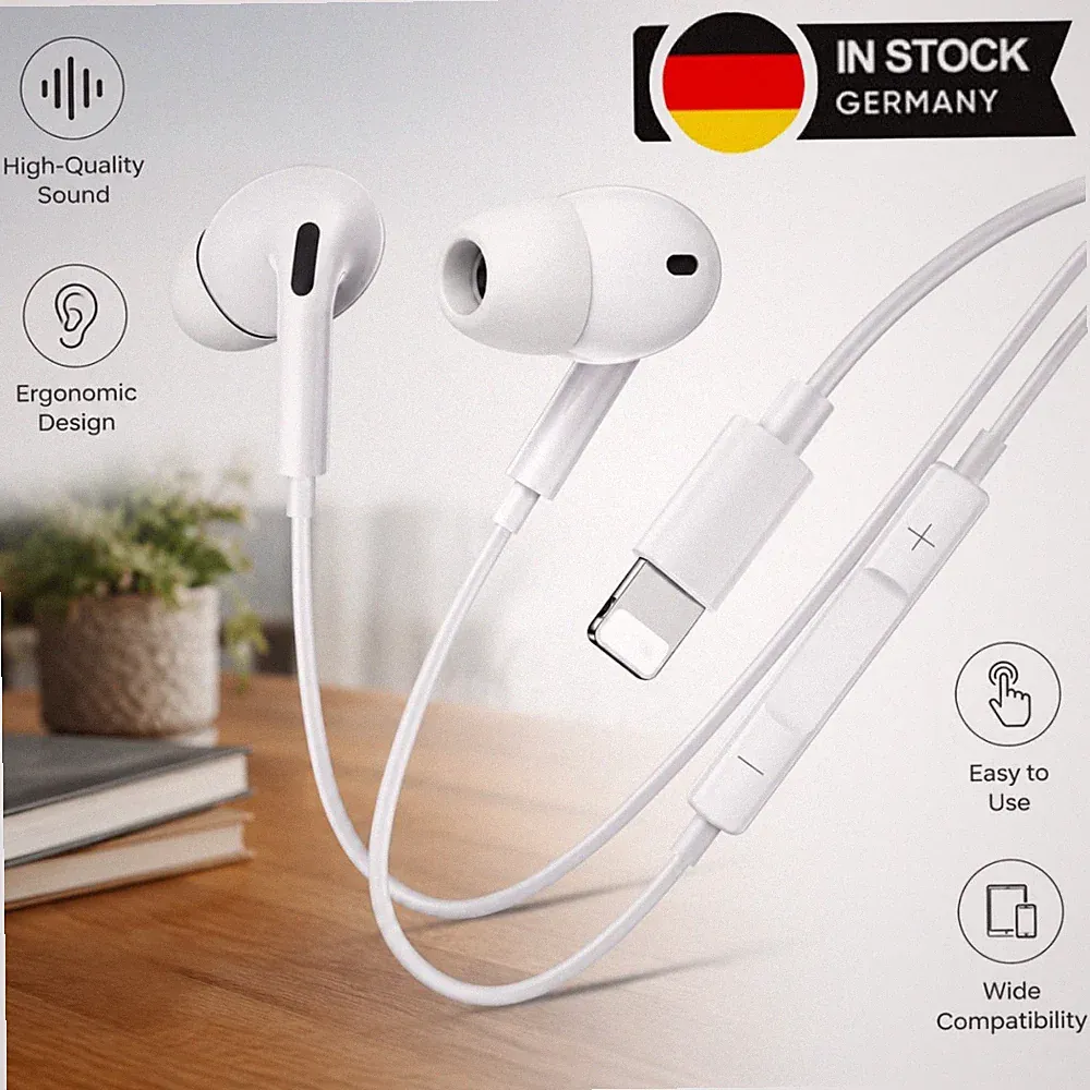 Kopfhörer für iPhone X 11 12 13 14 Pro Max EarPods iPad Headset In-Ear Mikrofon