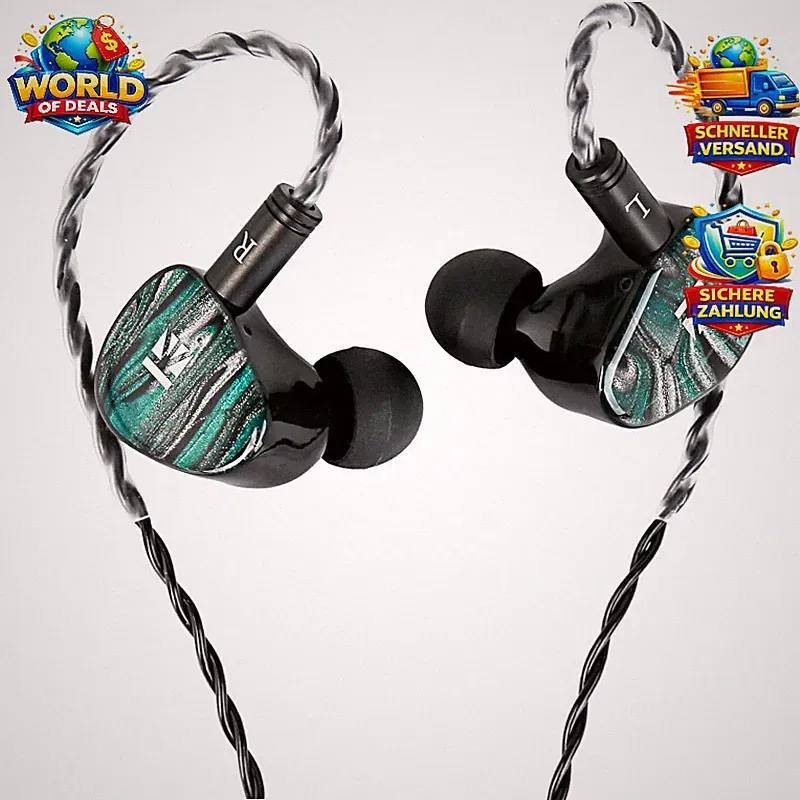 Kopfhörer Gaming IEM 1 DD 1 BA Vibrationstreiber Wired Earbuds mit OFC Kabel