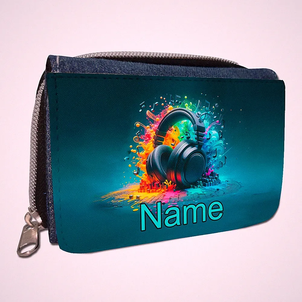 Kopfhörer Geldbörse Name Kinder / Teenager Geldbeutel / personalisiert