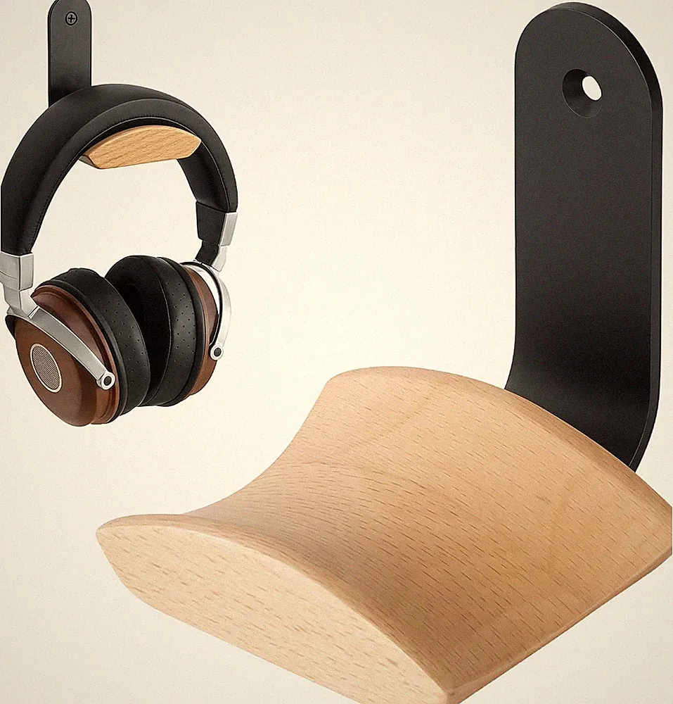 Kopfhörer Halterung aus Holz für Over Ear Gaming Headsets platzsparend robust