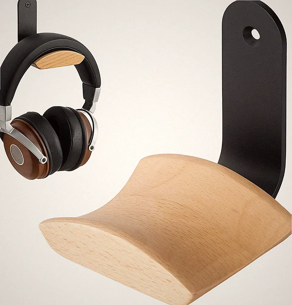Kopfhörer Halterung aus Holz für Over Ear Gaming Headsets platzsparend & stabil