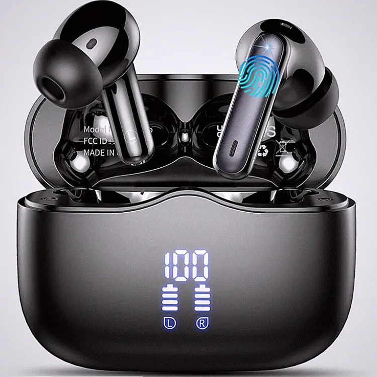 Kopfhörer In-Ear Bluetooth 5 4 Schwarz Touch 40 Stunden Spielzeit Ladebox, IP7