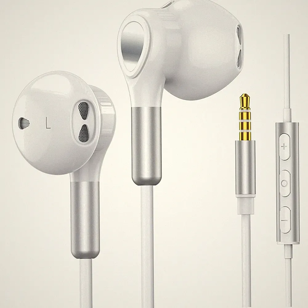 Kopfhörer In Ear Kabel 3,5 mm Mikrofon Lautstärkeregler Weiß