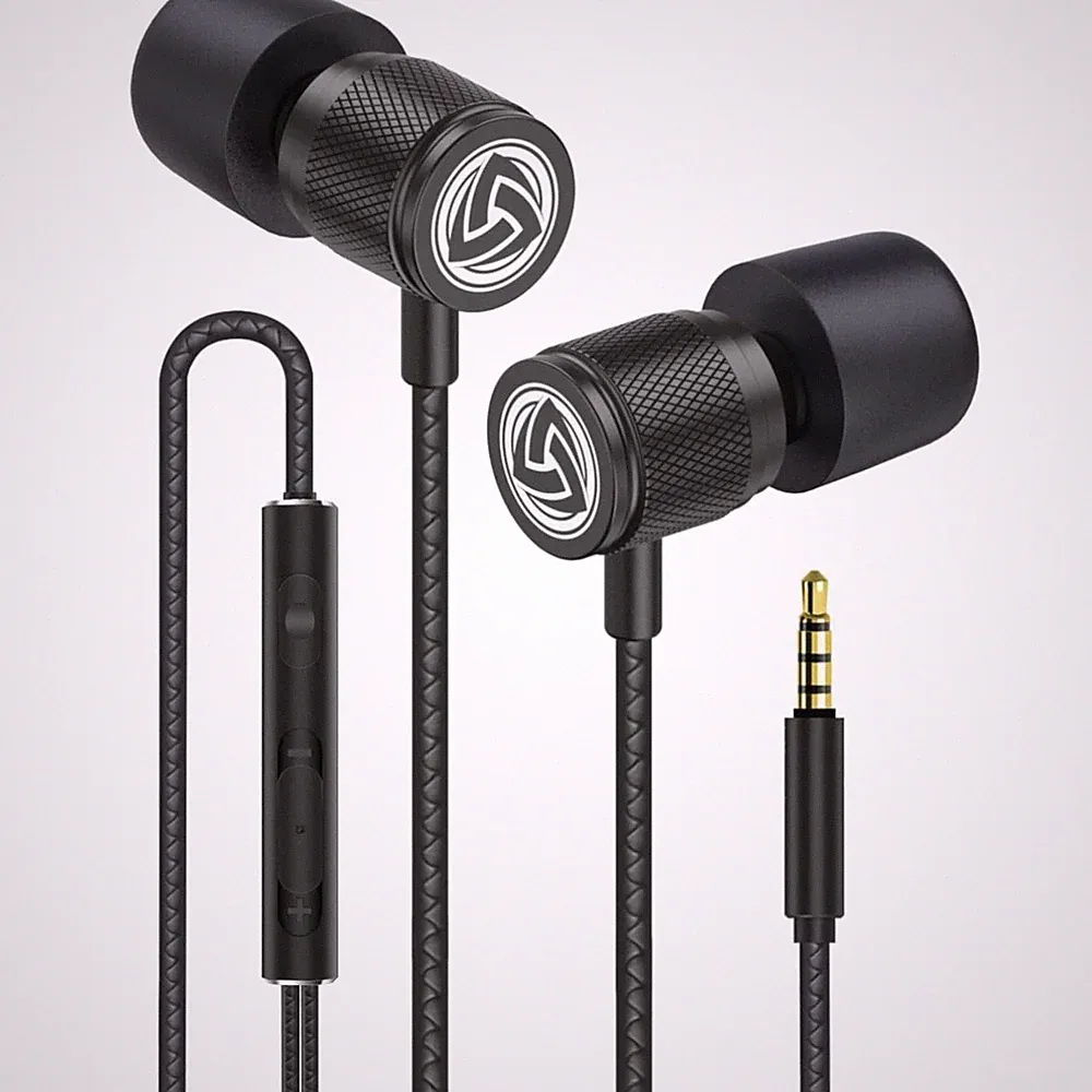 Kopfhörer In Ear Kabel Mikrofon Lautstärkeregler Musik Laptop Smartphone schwarz