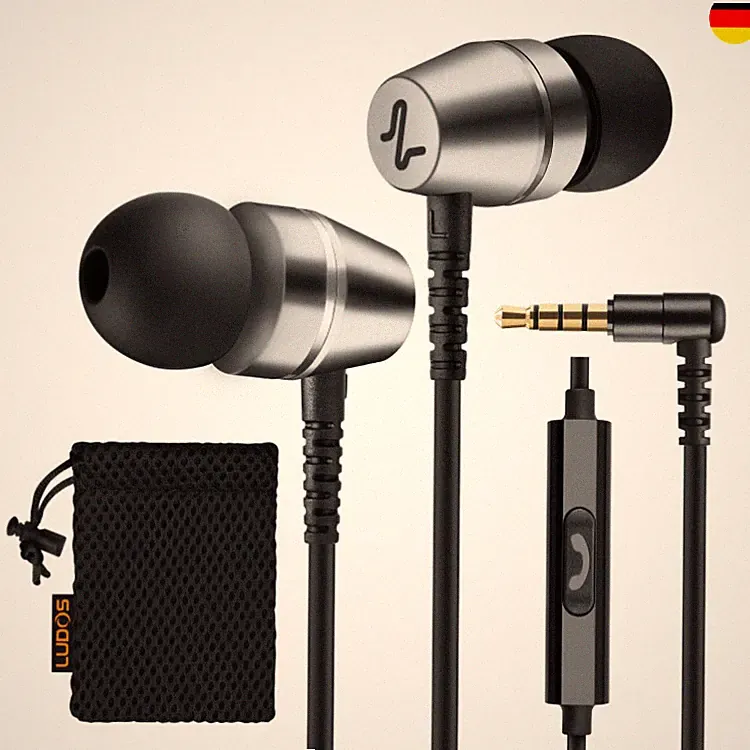 Kopfhörer In Ear Kopfhörer mit Kabel und Mikrofon Ohrhörer 3,5 mm Klinkenstecker