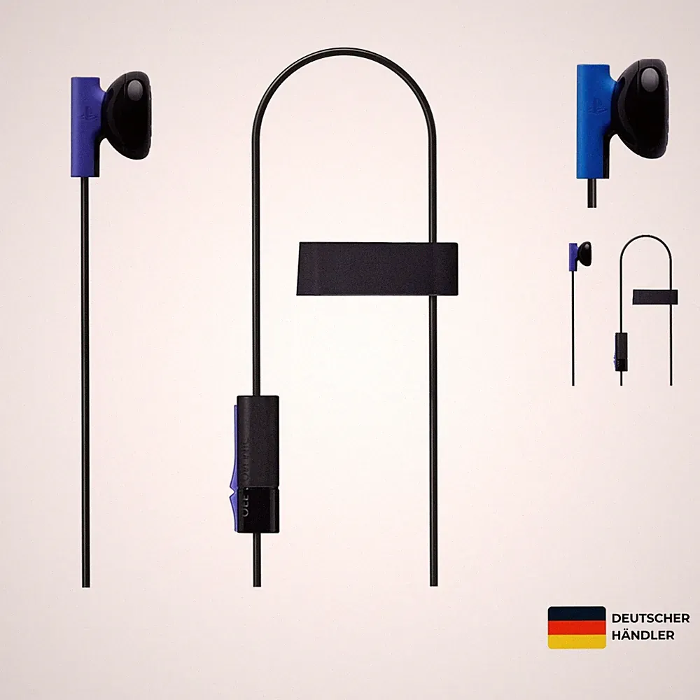 Kopfhörer In-Ear Schwarz Blau mit Mikrofon für Sony PS4