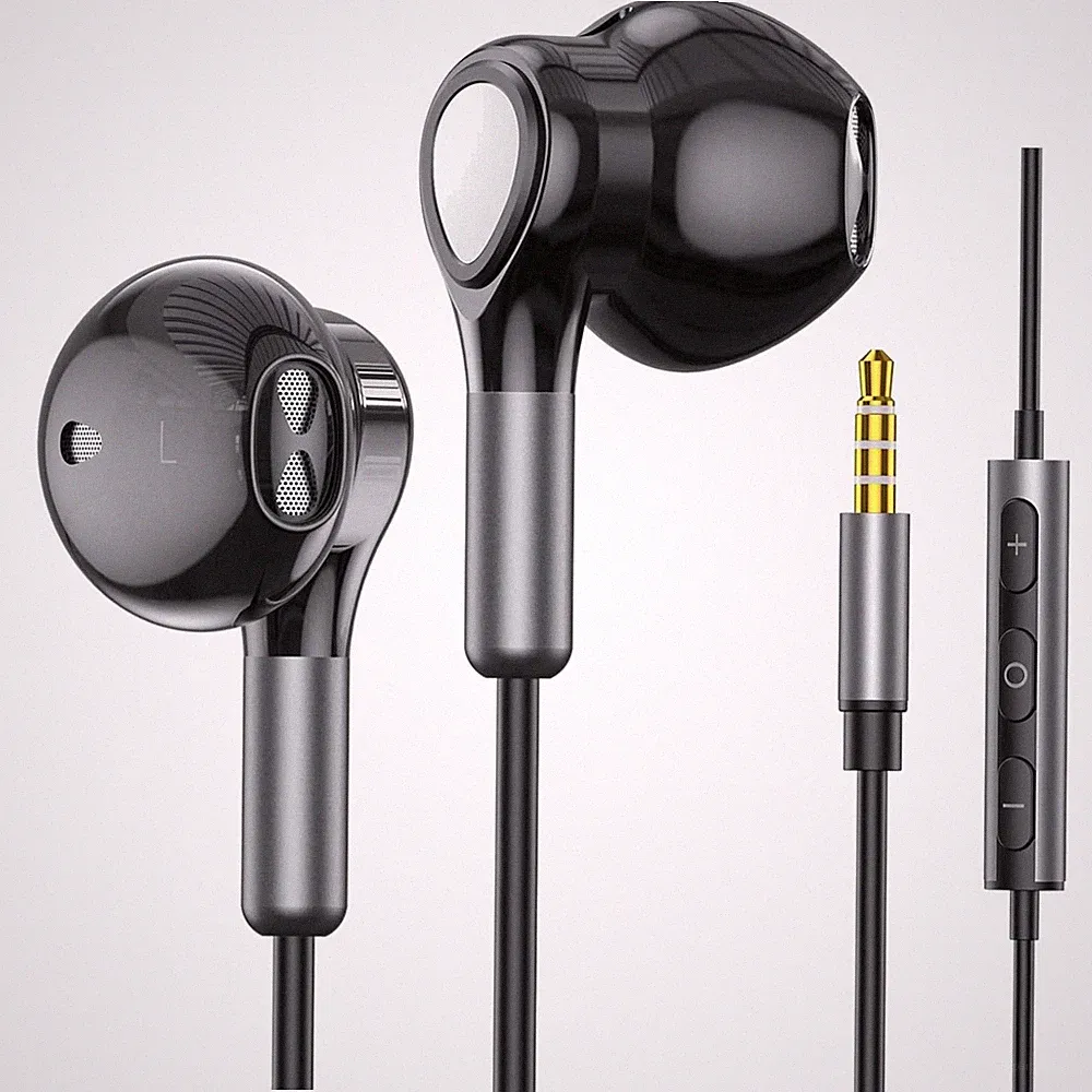 Kopfhörer Kabelgebunden In-Ear Schwarz mit Mikrofon, Lautstärkeregler, 1,2 m