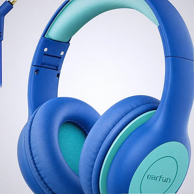 Kopfhörer Kinder Audio Sharing Lautstärkebegrenzung 85 dB Blau- faltbar, 3,5 mm