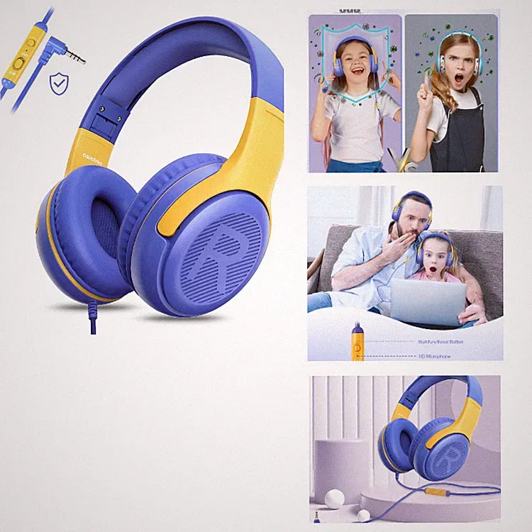 Kopfhörer Kinder Lila Faltbare Over Ear mit Mikrofon 85/94 dB für Schule, Stereo