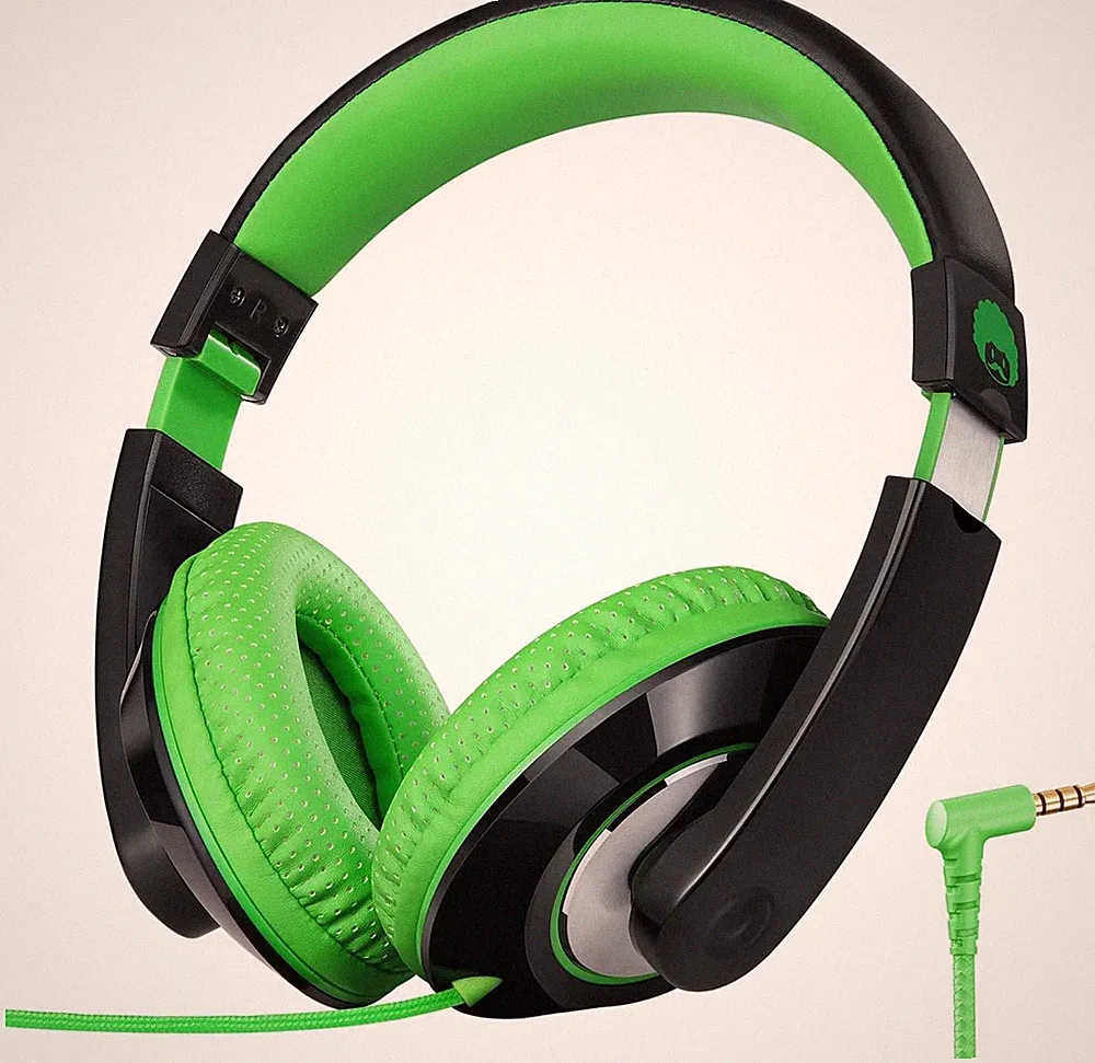 Kopfhörer Kinder Over-Ear Schwarz-Grün Faltbar Stereo 3,5mm 6+ Jahre