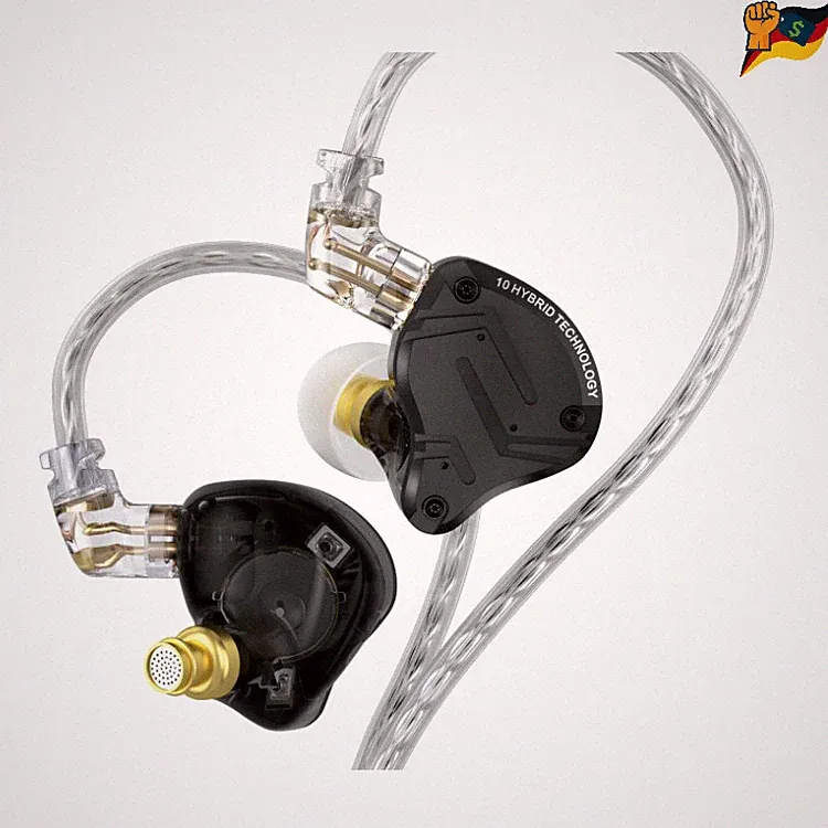 Kopfhörer KZ ZS10 Pro In Ear Hybrid Treiber 4BA 1DD Kabel 3 5mm Schwarz, kein