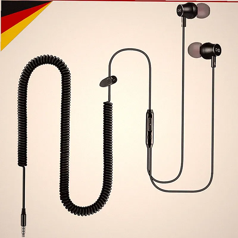 Kopfhörer mit 3,5m Spiralkabel Lautstärkeregler Mikrofon für TV PC Geschenk