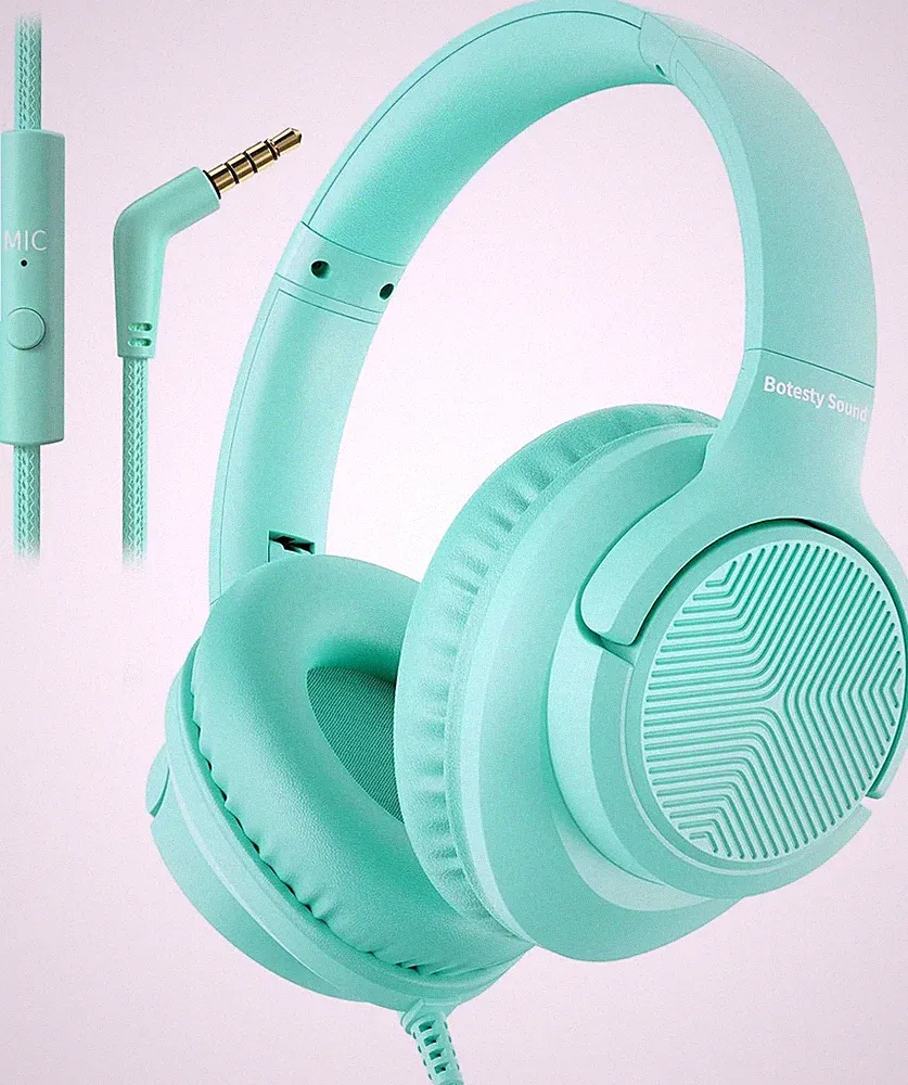 Kopfhörer mit Kabel 3,5mm Klinkenstecker Mikrofon Grün für Musik und Gaming