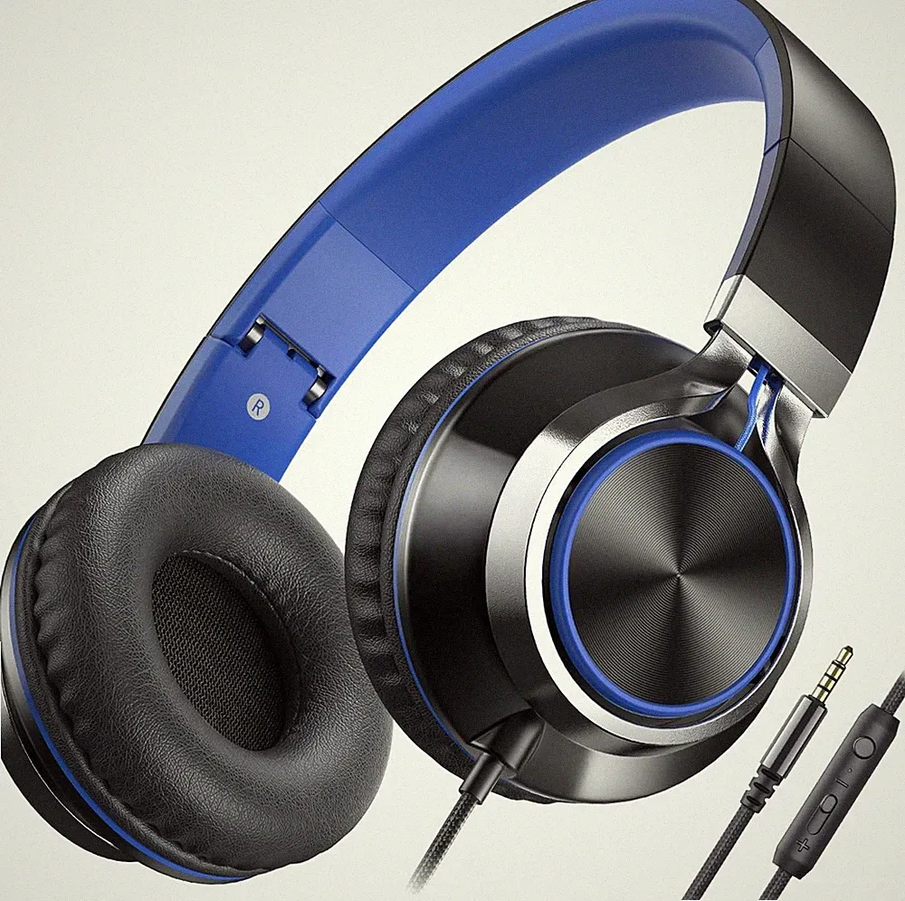 Kopfhörer Mit Kabel HD-Mikrofon Faltbar On-Ear 3,5mm Für Smartphones Laptop