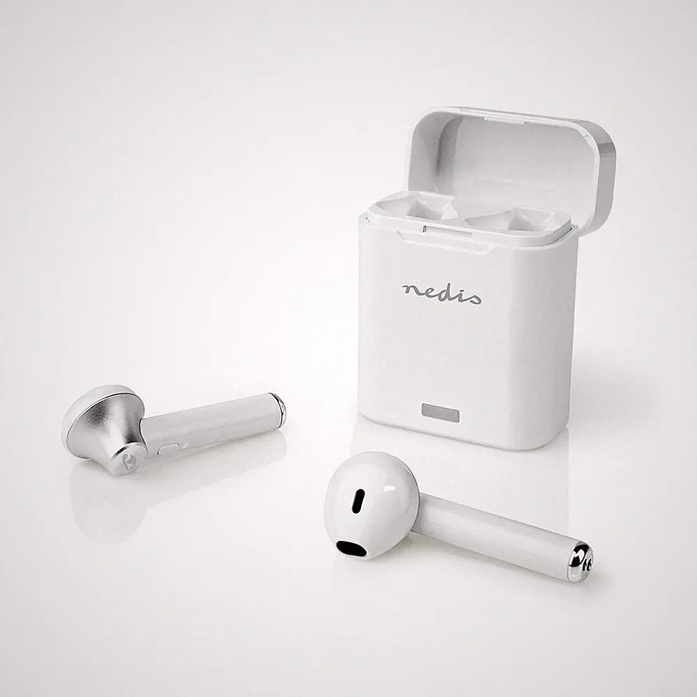Kopfhörer Ohrhörer In Ear kabellos Bluetooth Mikrofon Ladeetui Ladeschale weiß