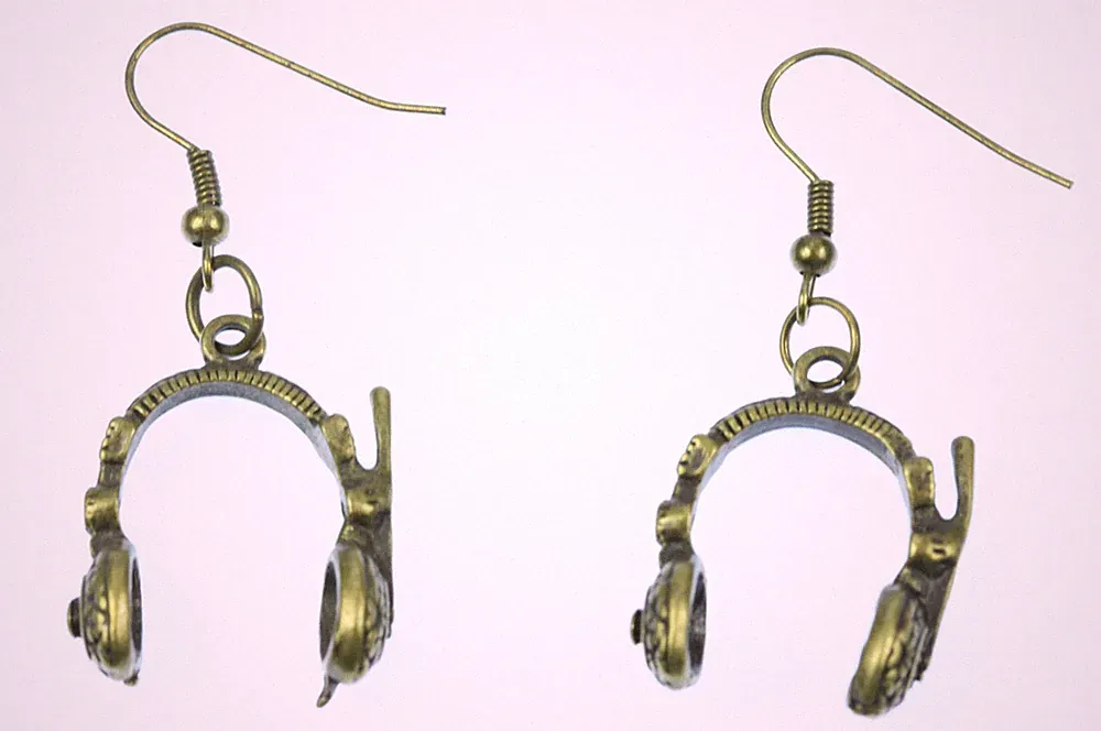 Kopfhörer Ohrringe Miniblings Hänger Headphones DJ Musik Band Speaker bronze