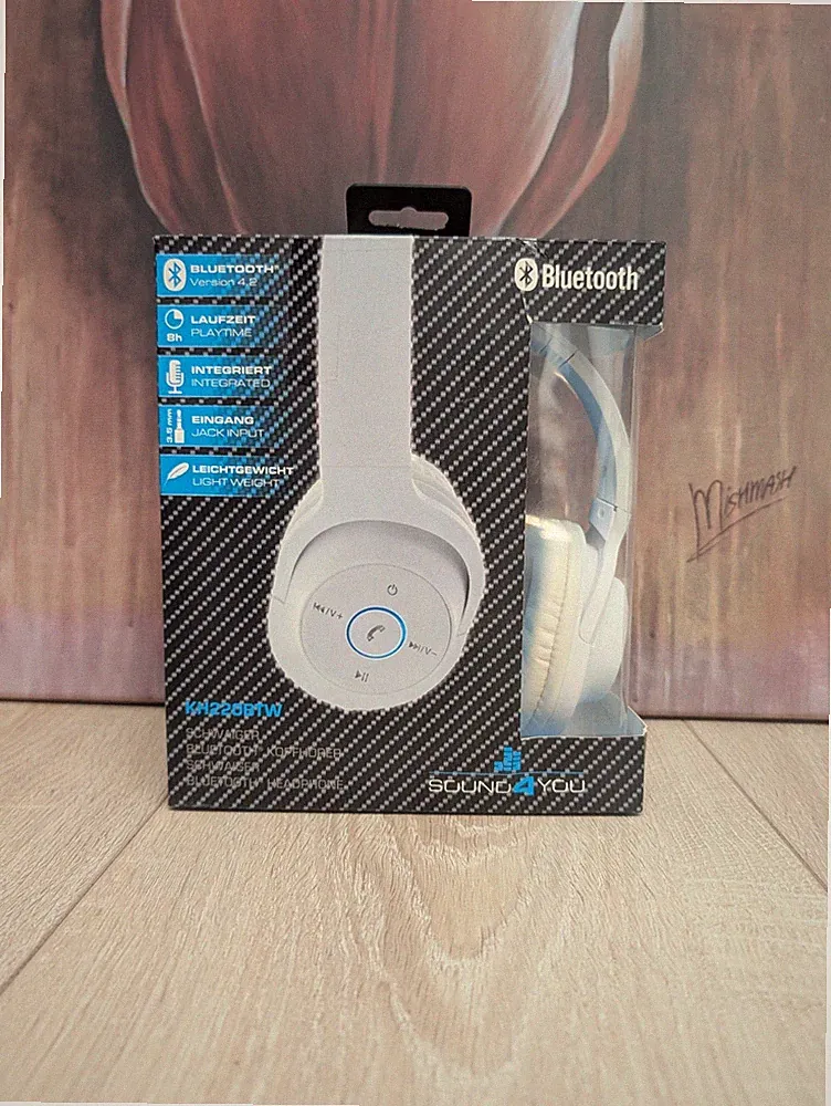 Kopfhörer On Ear Bügelkopfhörer Bluetooth kabellos 8h Headset Mikrofon weiß