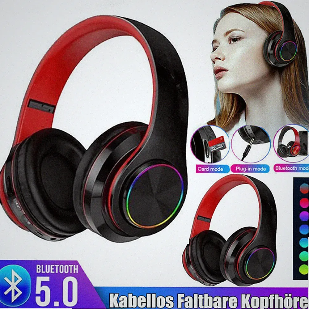 Kopfhörer On-Ear Headset Stereo Bass Kopfhorer Kabellos Faltbare Bluetooth 5.0