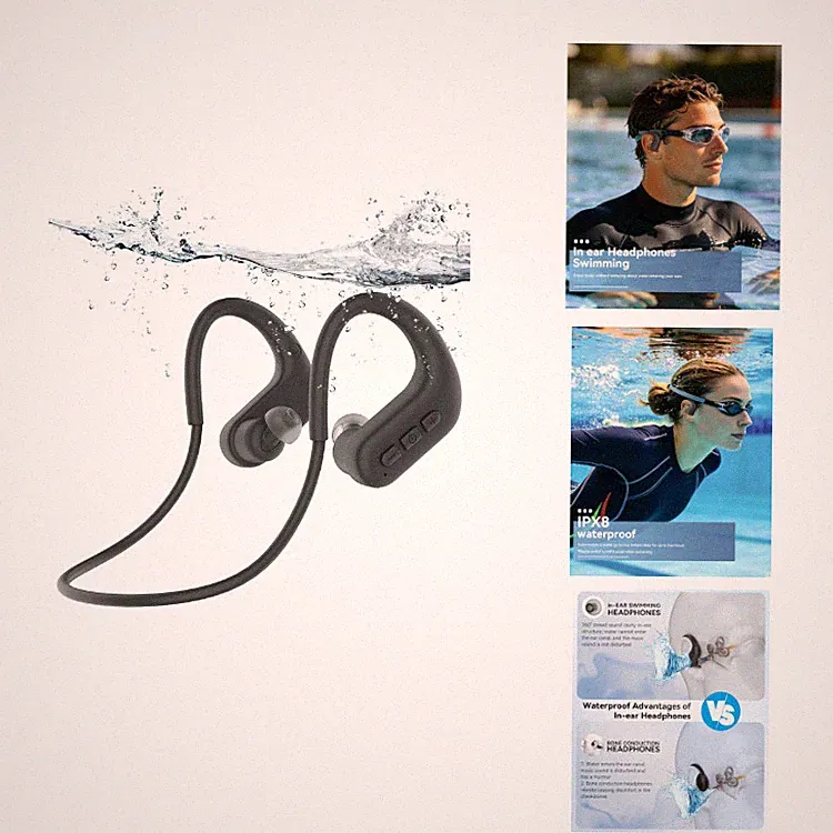 Kopfhörer schwimmen Bluetooth 5.0 mit MP3-Player Schwarz, SANOTO