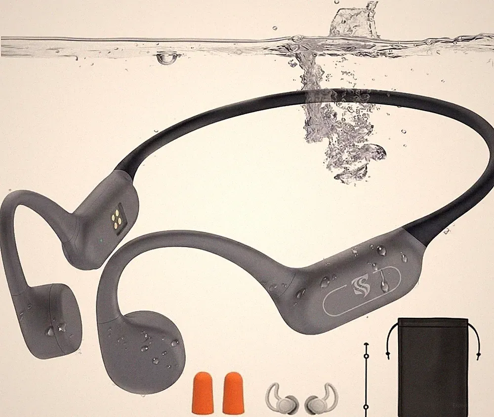 Kopfhörer Schwimmen Knochenschall Kopfhörer Bluetooth 5.4 (Grau)