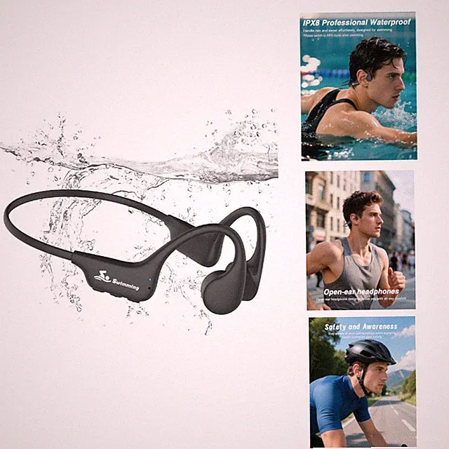 Kopfhörer Schwimmen X6 mit Bluetooth 5 und MP3-Modus, Schwarz, 50 g